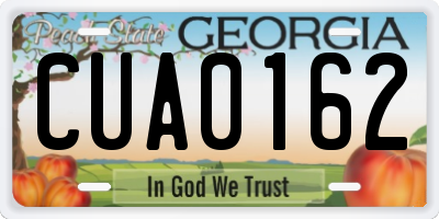 GA license plate CUA0162