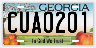 GA license plate CUA0201