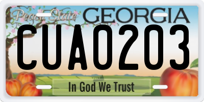 GA license plate CUA0203