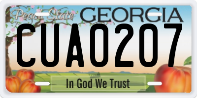 GA license plate CUA0207