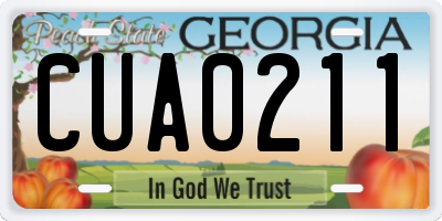 GA license plate CUA0211
