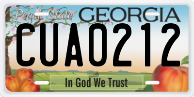 GA license plate CUA0212