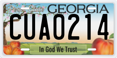 GA license plate CUA0214