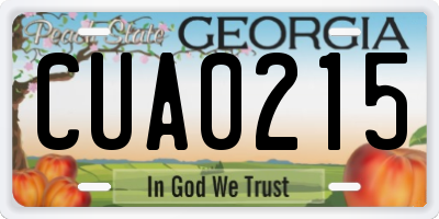 GA license plate CUA0215