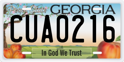 GA license plate CUA0216