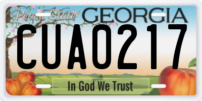 GA license plate CUA0217