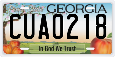 GA license plate CUA0218