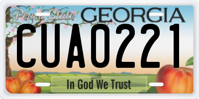 GA license plate CUA0221