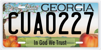 GA license plate CUA0227