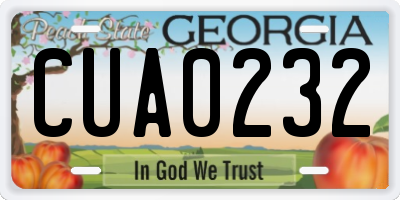 GA license plate CUA0232
