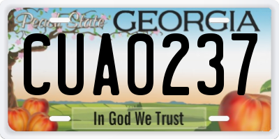 GA license plate CUA0237