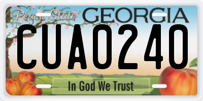 GA license plate CUA0240