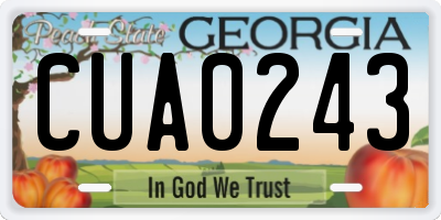 GA license plate CUA0243
