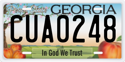 GA license plate CUA0248