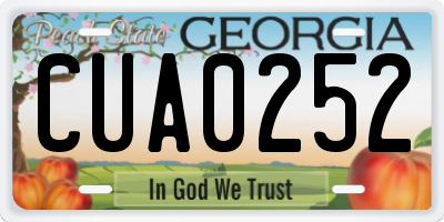 GA license plate CUA0252