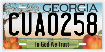 GA license plate CUA0258