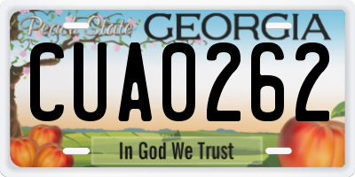 GA license plate CUA0262