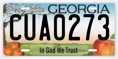 GA license plate CUA0273