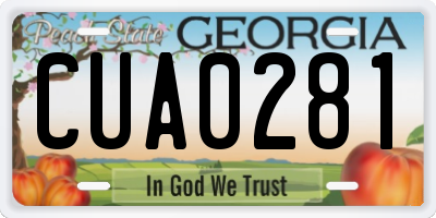 GA license plate CUA0281