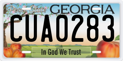 GA license plate CUA0283