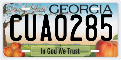 GA license plate CUA0285