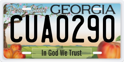 GA license plate CUA0290
