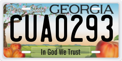 GA license plate CUA0293