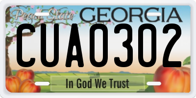 GA license plate CUA0302