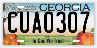 GA license plate CUA0307