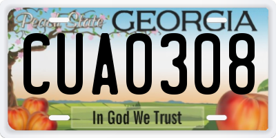 GA license plate CUA0308