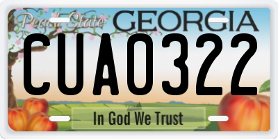 GA license plate CUA0322