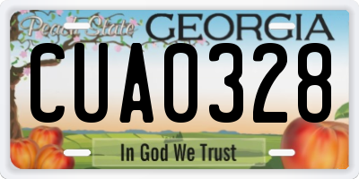 GA license plate CUA0328