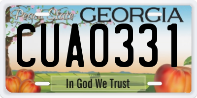 GA license plate CUA0331