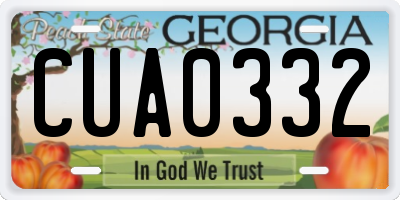 GA license plate CUA0332