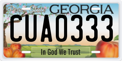 GA license plate CUA0333