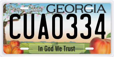 GA license plate CUA0334
