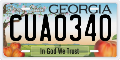 GA license plate CUA0340
