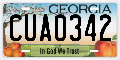 GA license plate CUA0342
