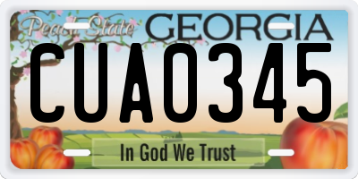 GA license plate CUA0345