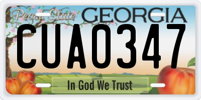 GA license plate CUA0347