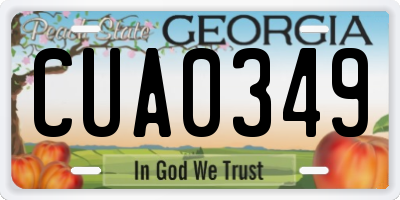 GA license plate CUA0349