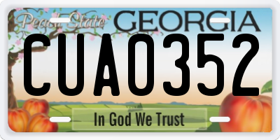 GA license plate CUA0352