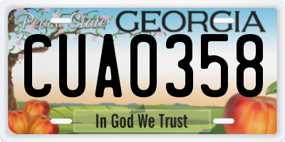 GA license plate CUA0358