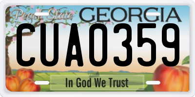 GA license plate CUA0359