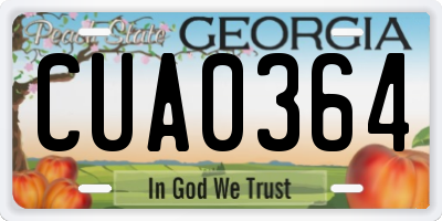 GA license plate CUA0364