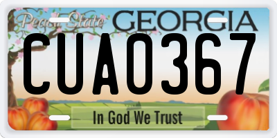 GA license plate CUA0367