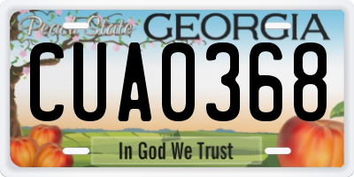 GA license plate CUA0368