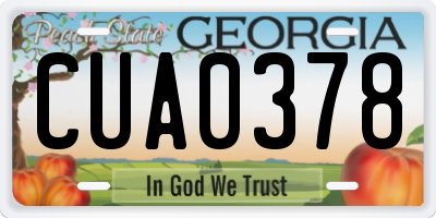 GA license plate CUA0378