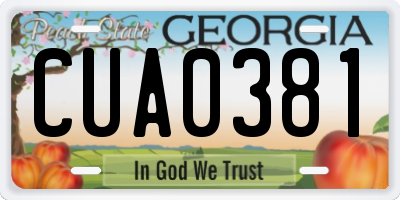 GA license plate CUA0381