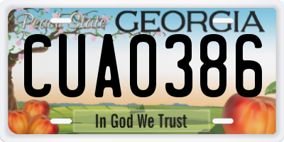 GA license plate CUA0386